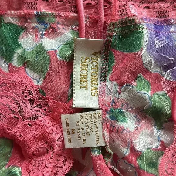 Vintage Victoria's Secret Floral Lace Teddy Size Medium High Cut Leg - Picture 3 of 5